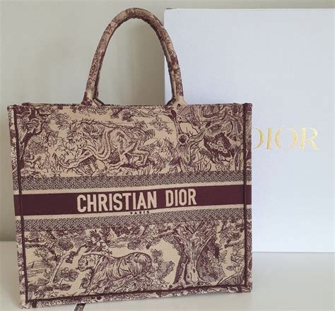 dior burgundy book tote